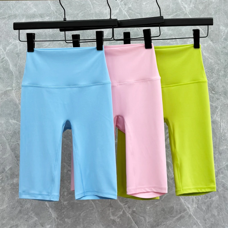 高腰薄款瑜伽短裤五分裤多巴胺穿搭紧身显瘦速干弹力运动健身裤女