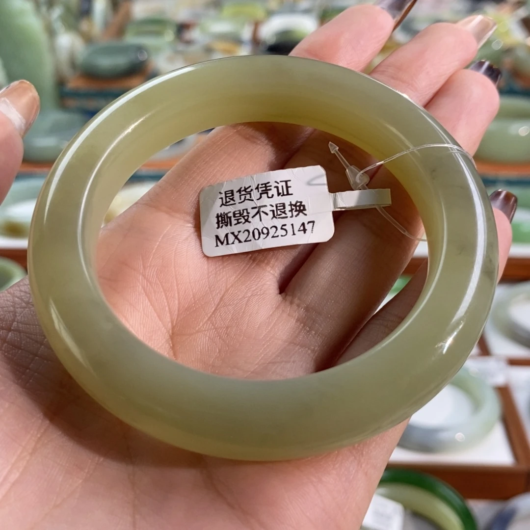 和田玉未镶嵌手镯且末黄口飘青花58/59