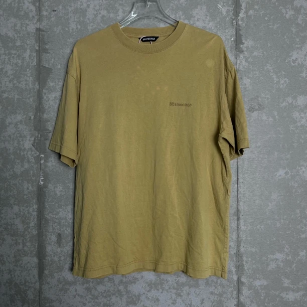 未使用 Balenciaga/巴黎世家 XS/卡其色刺绣logo短袖/12164/JP