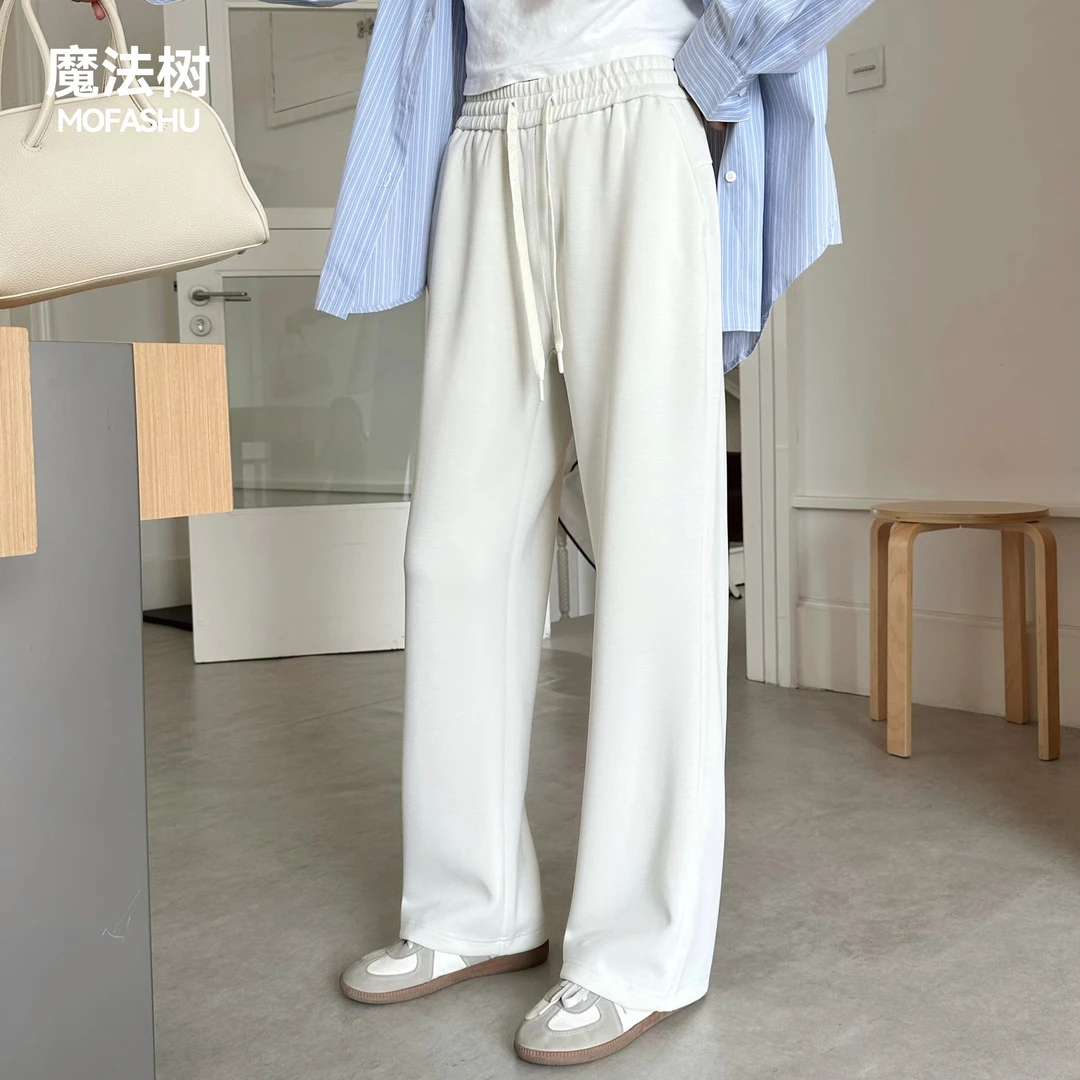 魔法树莫代尔空气层直筒卫裤显瘦垂感高腰老钱风松弛感休闲裤女