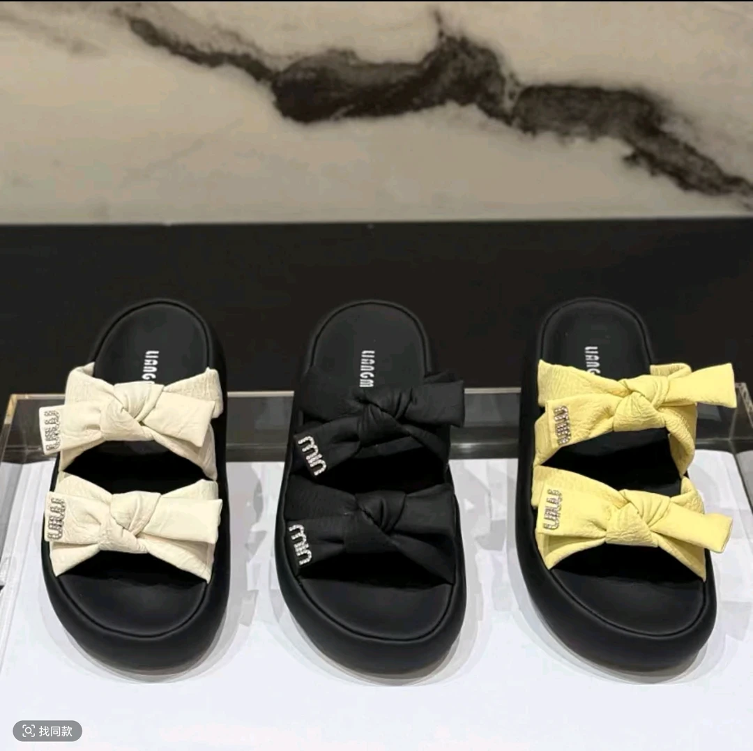 法式厚底水钻蝴蝶结