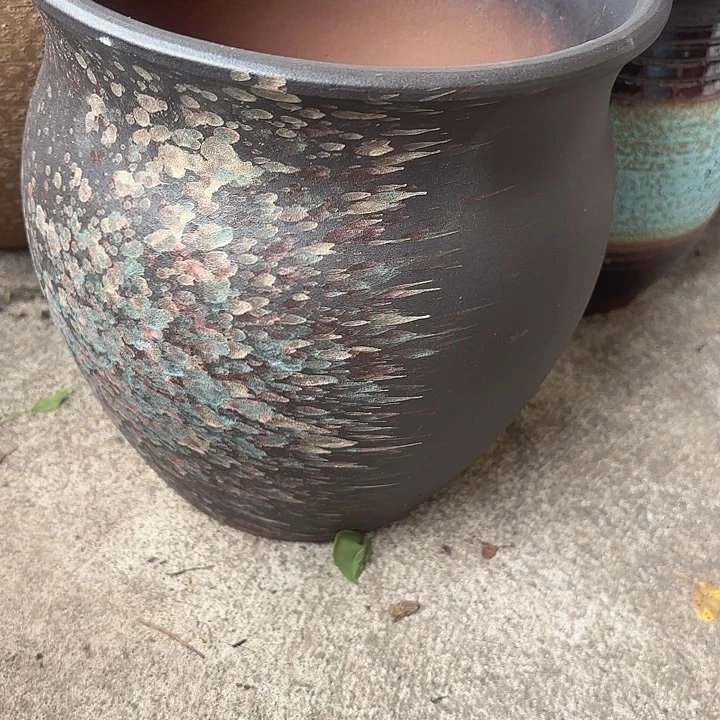 紫砂茶碗泼墨口径22高度23