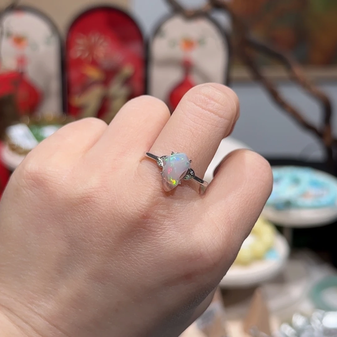 欧泊戒指银S925镶嵌戒指3号