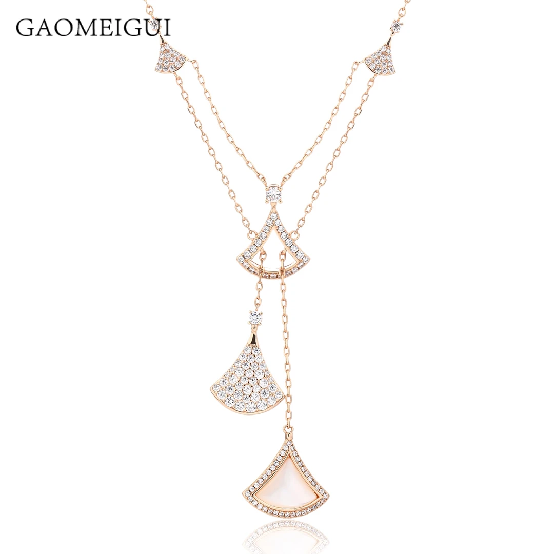 坠链均925银合成锆石 GAOMEIGUI品牌 高定高奢裙子项链A1003