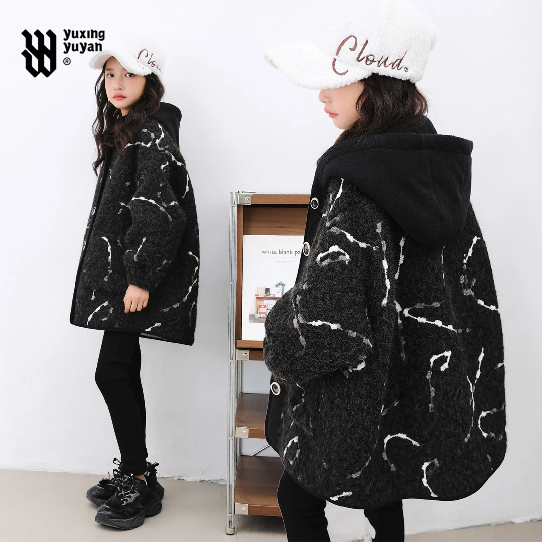 雨星雨嫣女童呢子大衣加绒冬装2025新款大童加厚外套超好看小女孩