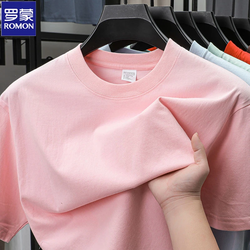 Romon/罗蒙夏季新款男士男装T恤男款纯棉短袖t恤宽松休闲透气衣服