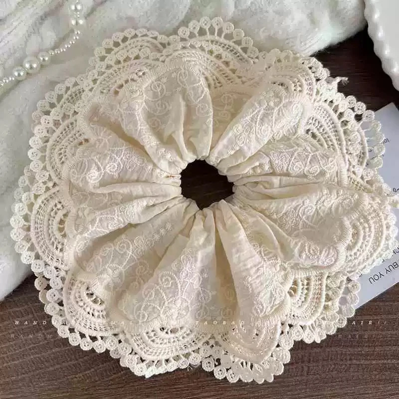 纯棉花边超大号大肠发圈女马尾扎发超仙头饰双层头绳2025新款发绳