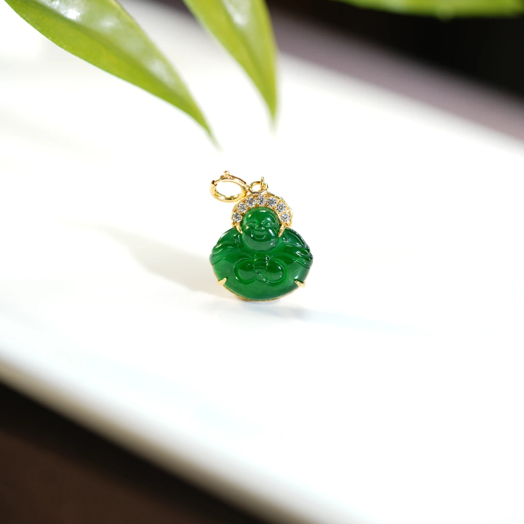 【东方十八岁】【家欢】翡翠18K金抱抱佛吊坠多样性发其一不含链