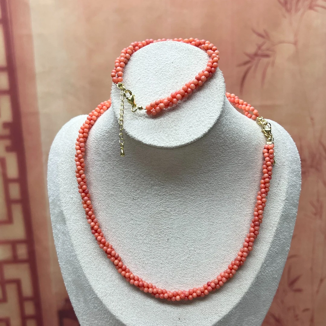 【沐言优选】孩儿面姑娘麻花项链加手链套装A484