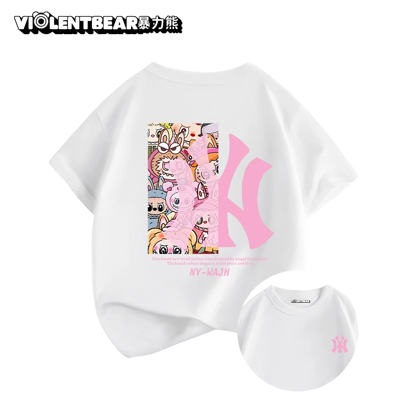 暴力熊可爱超萌儿童衣服儿童短袖纯棉亲子装母女装男童t恤短袖