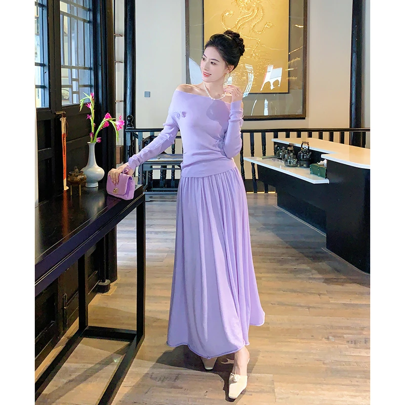 果果家 新中式蝴蝶针织衫女装2025春季设计感上衣半身裙时尚套装