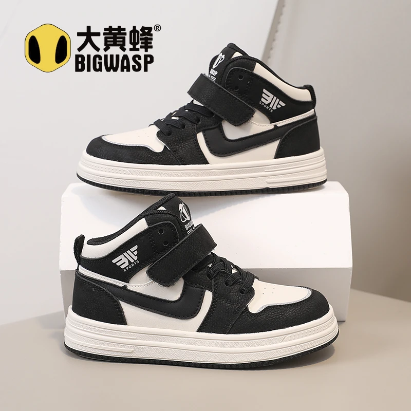 大黄蜂秋季中高帮童鞋男女童板鞋2025秋季新款德训鞋防滑休闲鞋潮