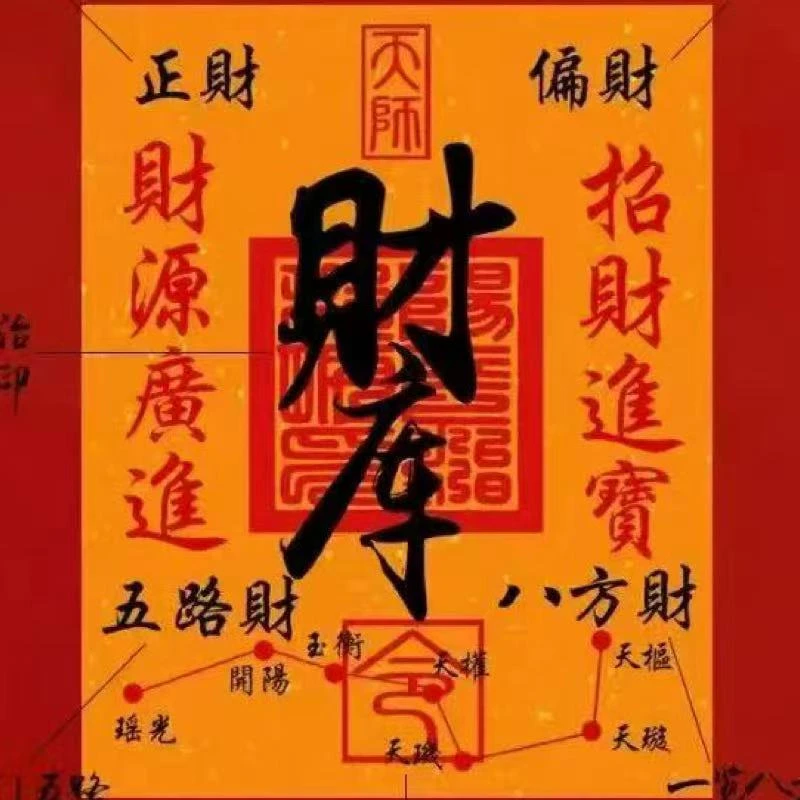 2025带来好运五路财神财库手机贴招财进宝开库护身符