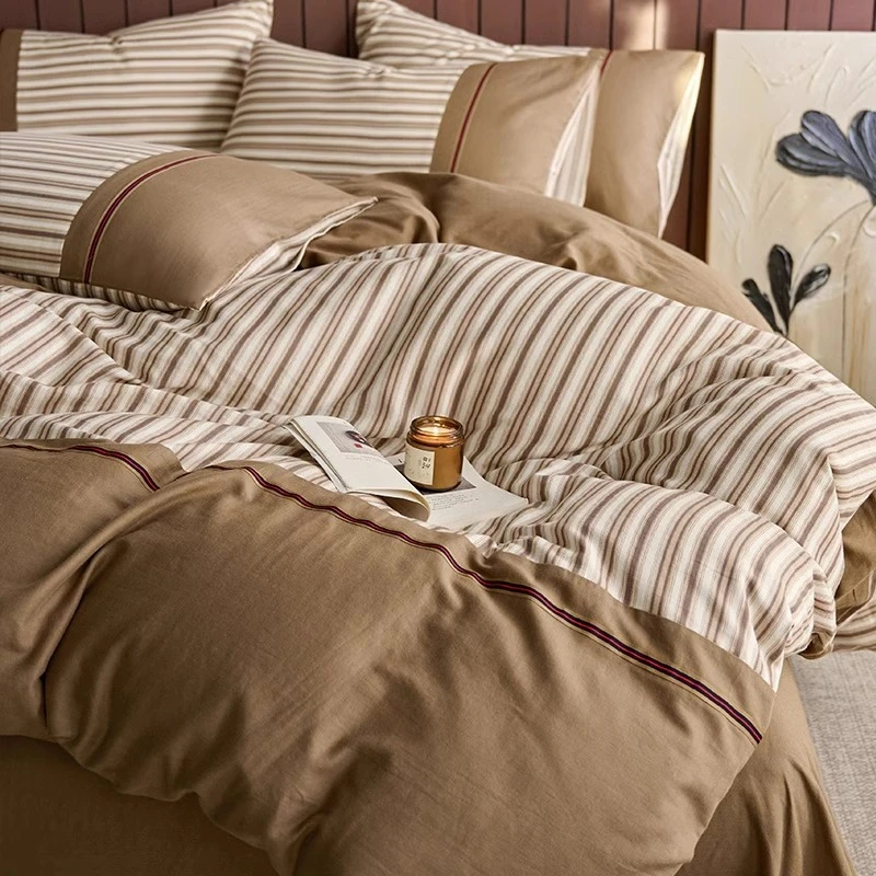 法式纯棉床上四件套100全棉双层纱简约轻奢被套床单2025冬季新款
