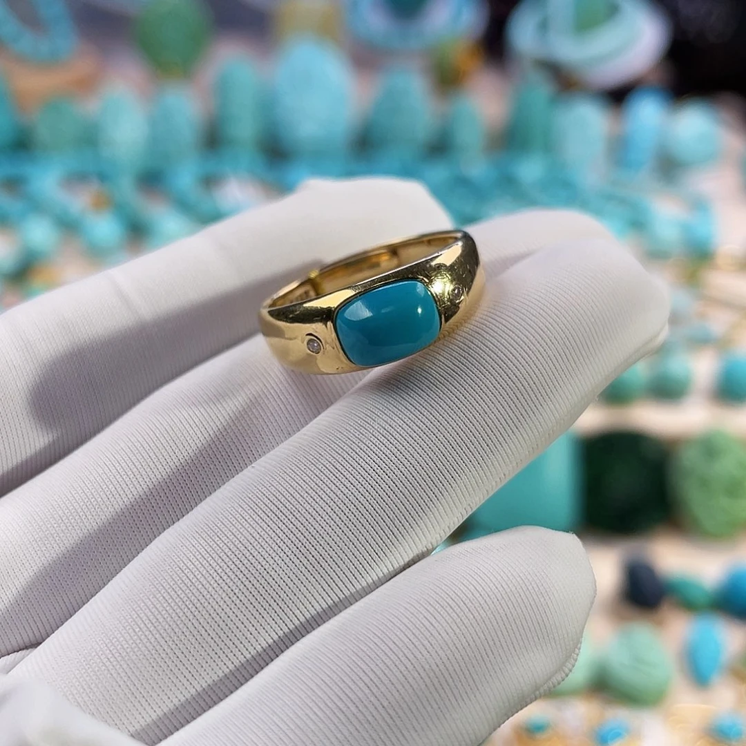 绿松石珠宝奇石18K金镶嵌