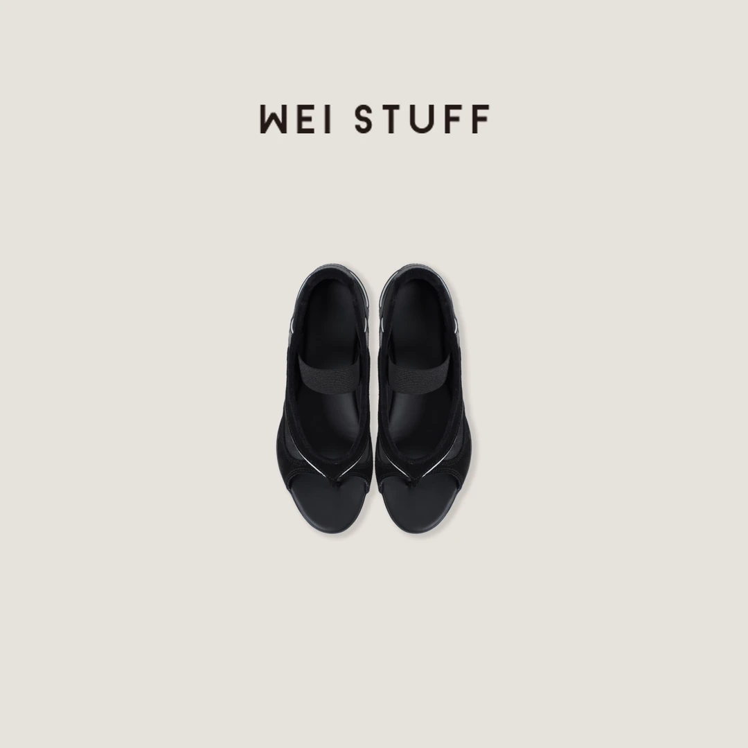 WEI STUFF  时髦舒适拼色百搭夹趾平底复古休闲鞋 9507 .