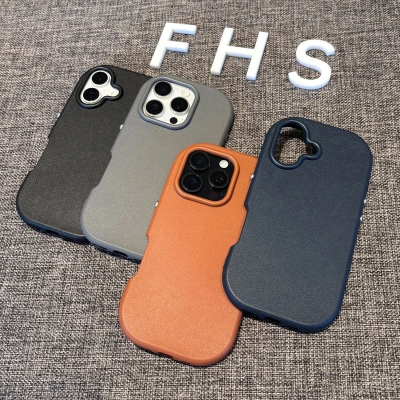 圆形按键荔枝纹适用苹果16/15promax手机壳iPhone14/13简约防摔