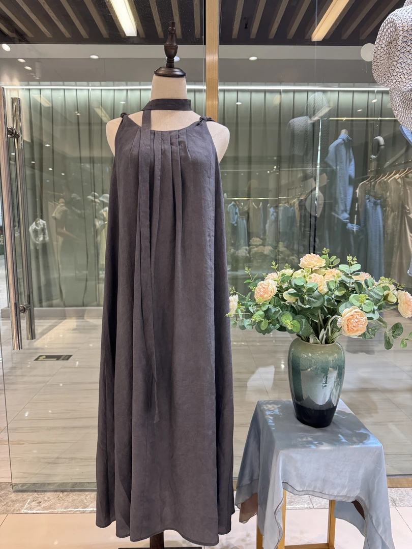 常规吊带裙子女装夏季百搭连衣裙双层常规袖咖色无袖