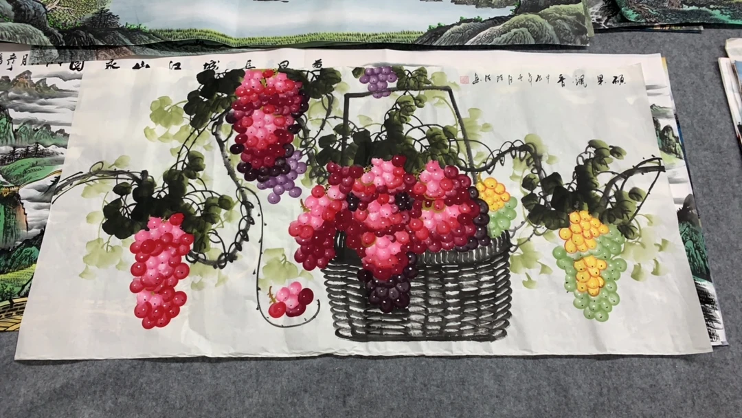 《硕果飘香》 画芯尺寸：140cm*70cm山水画客厅办公室挂画