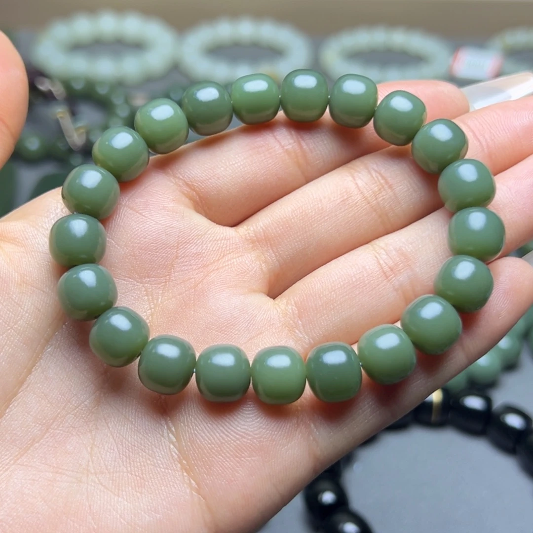 和田玉未镶嵌手链沙枣青蓝调10