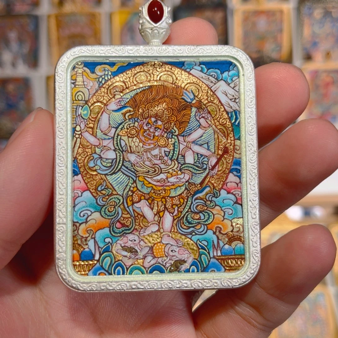 吊坠白六臂玛哈嘎拉 纯手绘