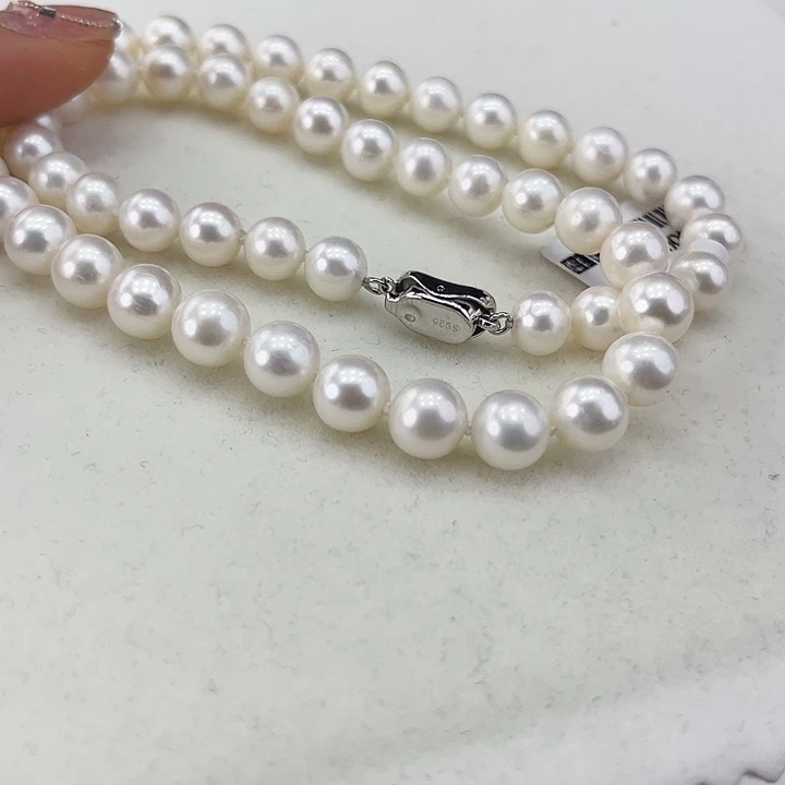 淡水珍珠颈饰银S925镶嵌➕7.8高品冷白极光