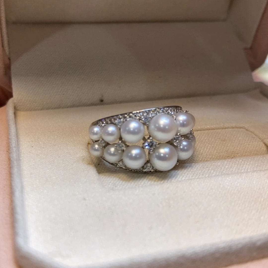 淡水珍珠戒指银S925镶嵌