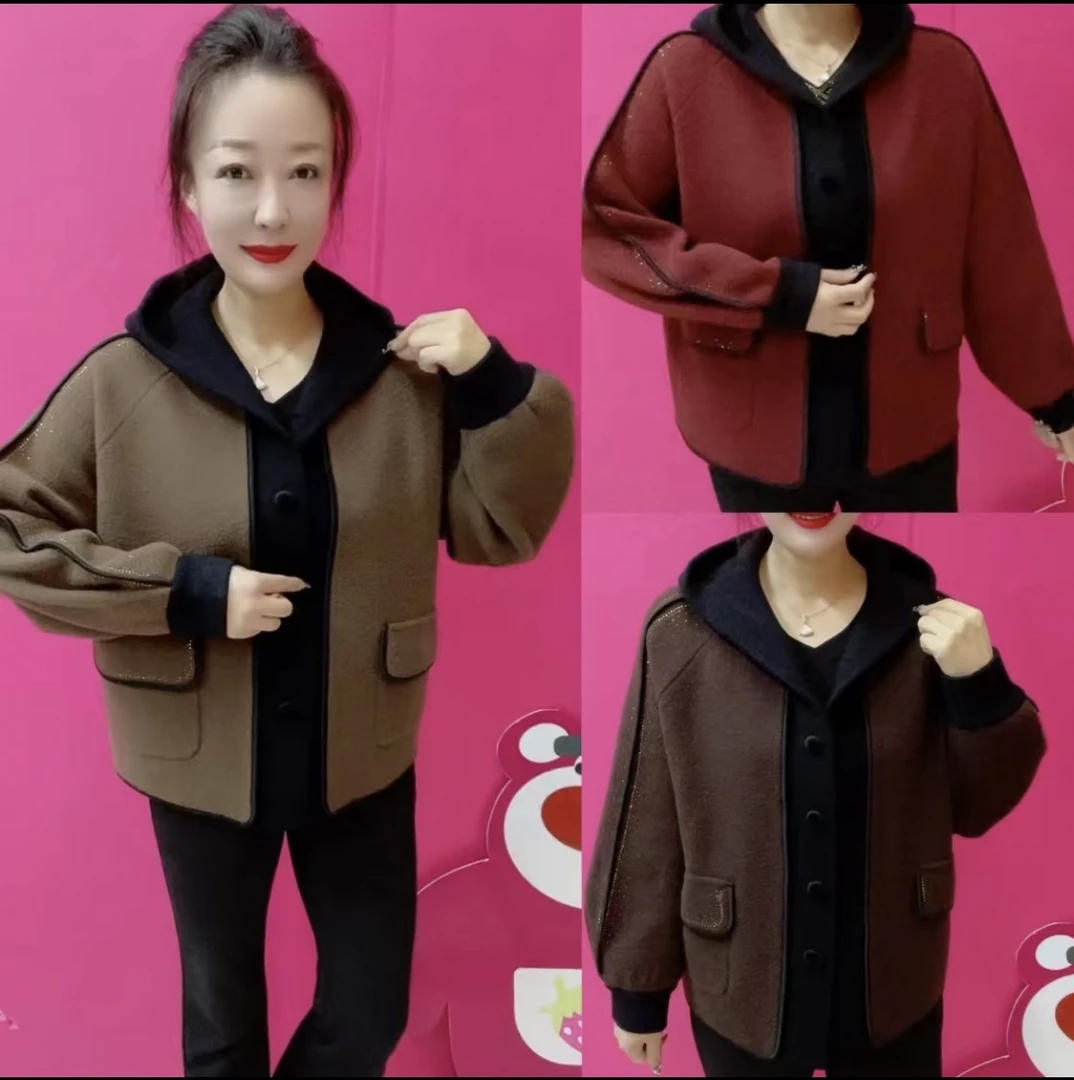 《专柜品质》秋冬气质显瘦宽松冬季加厚中老年妈妈装双面绒外套Z