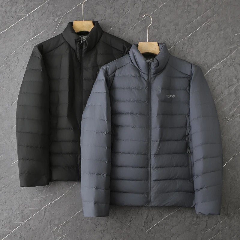 HY149剪标冬季男士羽绒服石墨烯保暖休闲立领印花外套男
