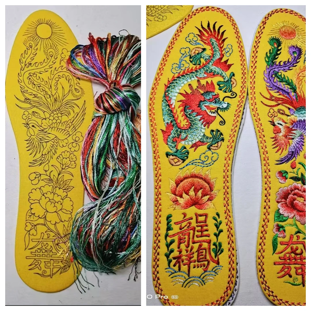 手工绣花鞋垫材料包送针线布顶针，五双以上包邮十双有福利