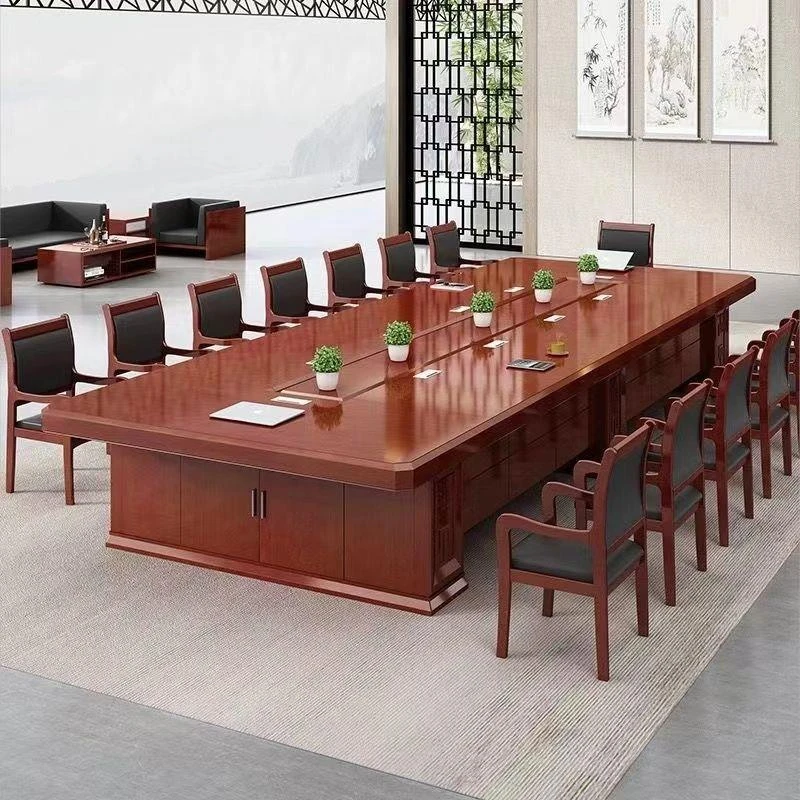 大型会议室桌椅组合油漆中式会议桌长桌商务高档开会桌烤漆条形桌