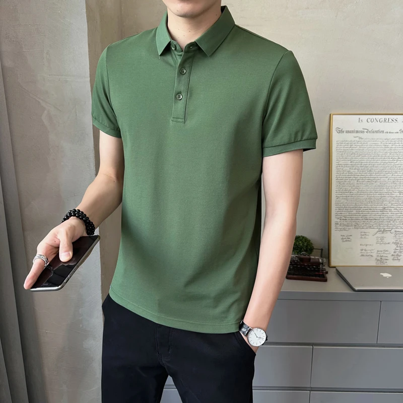 夏季新款式时尚潮流高档白领短袖男士翻领polo衫半袖T恤上衣