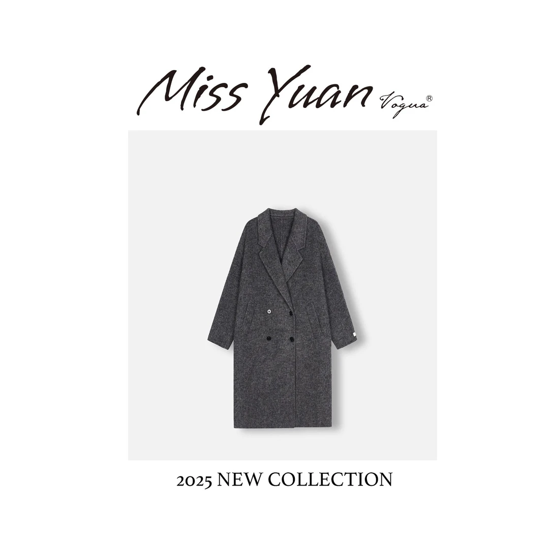 M.Y 媛总 【气质攻略】中长款双面呢大衣双排扣4W12
