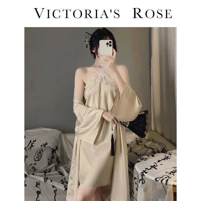 维多利亚睡衣女士冰丝性感夏季高级感新中式国风纯欲丝绸吊带睡裙