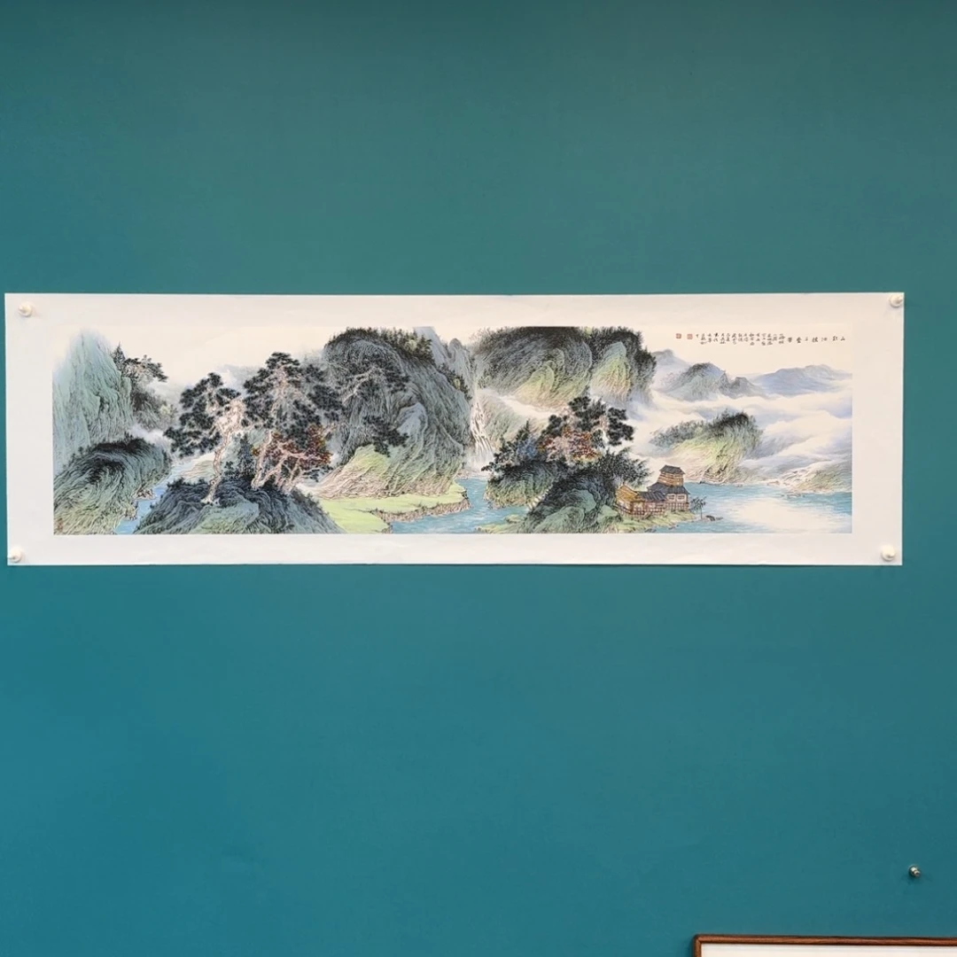 国画卫长林六尺对开山水