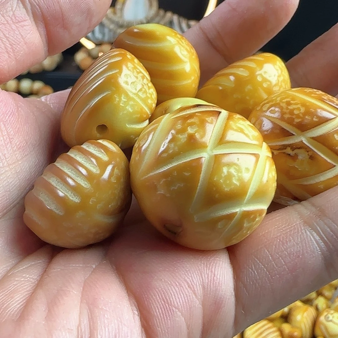 菩提根/象牙果手串瑕疵菠萝包炭烧4颗不挑瑕疵有裂