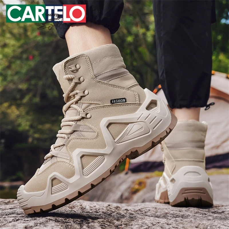 卡帝乐鳄鱼马丁靴男高帮鞋轻便防滑透气大码鞋男士休闲户外登山鞋