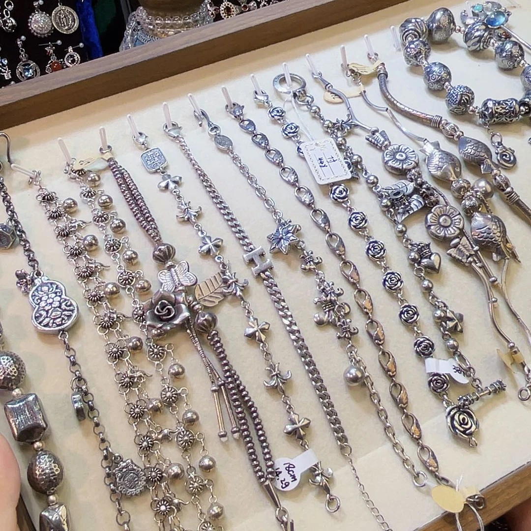 木质925银复古手链盘