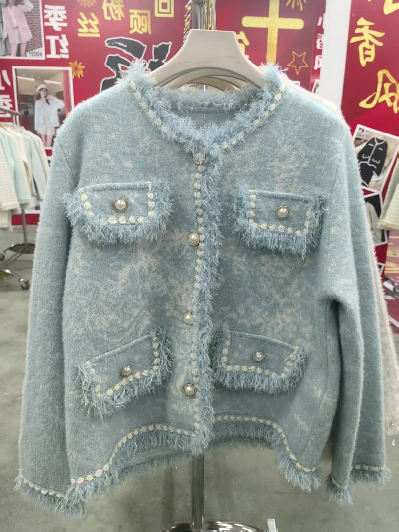 【王哥精选】2024年新款显瘦网红气质时尚洋气女装小香风-15012蓝色