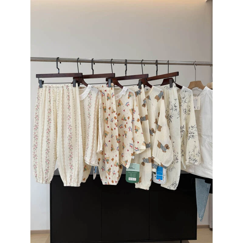 女童棉睡衣春秋可爱公主风女孩宝宝长袖开衫套装儿童棉纱家居服