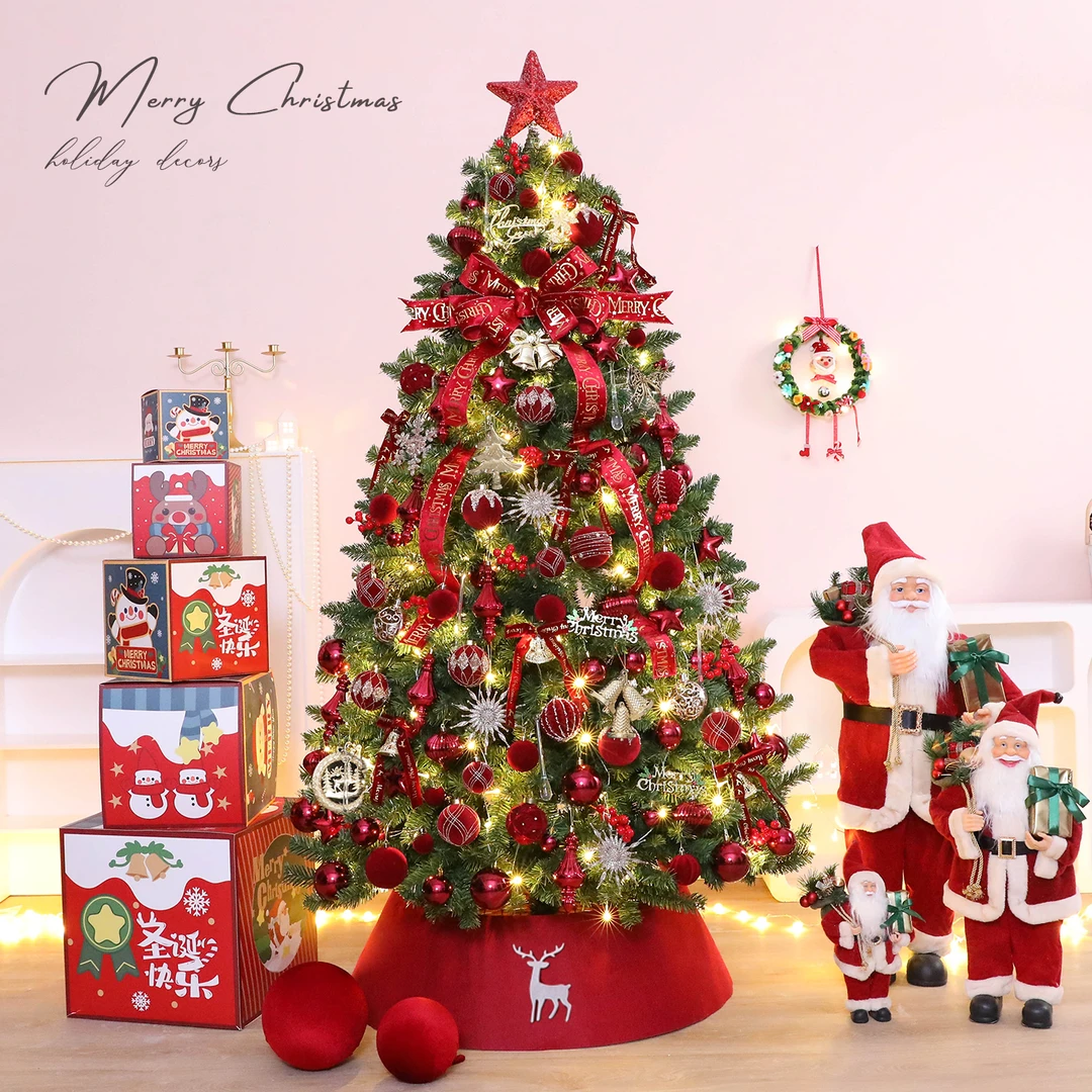 圣诞节节日氛围感加密圣诞树家用场景布置发光手工装饰品落地摆件