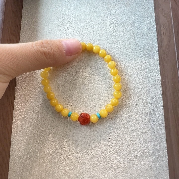 蜜蜡未镶嵌手链6.3mm蜜蜡手串