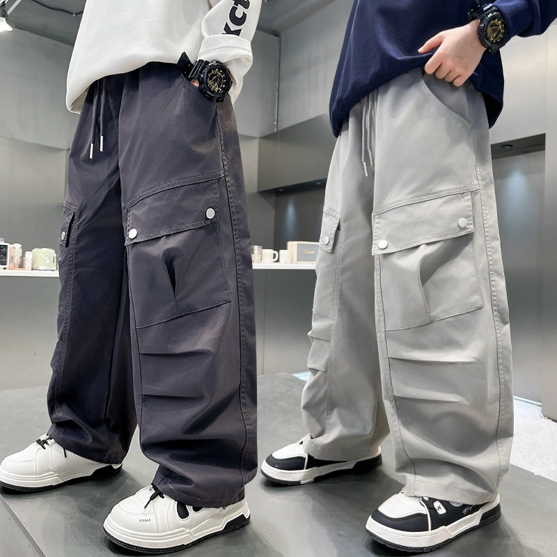 男童工装裤宽松春秋款儿童休闲裤直筒裤子百搭潮流秋季韩版中大童