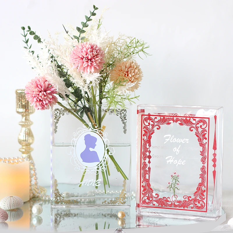 原创设计师玻璃书本花瓶设计感小众高级感水培花器客厅装饰摆件