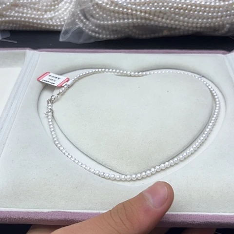 淡水珍珠珍珠项链银S925镶嵌5