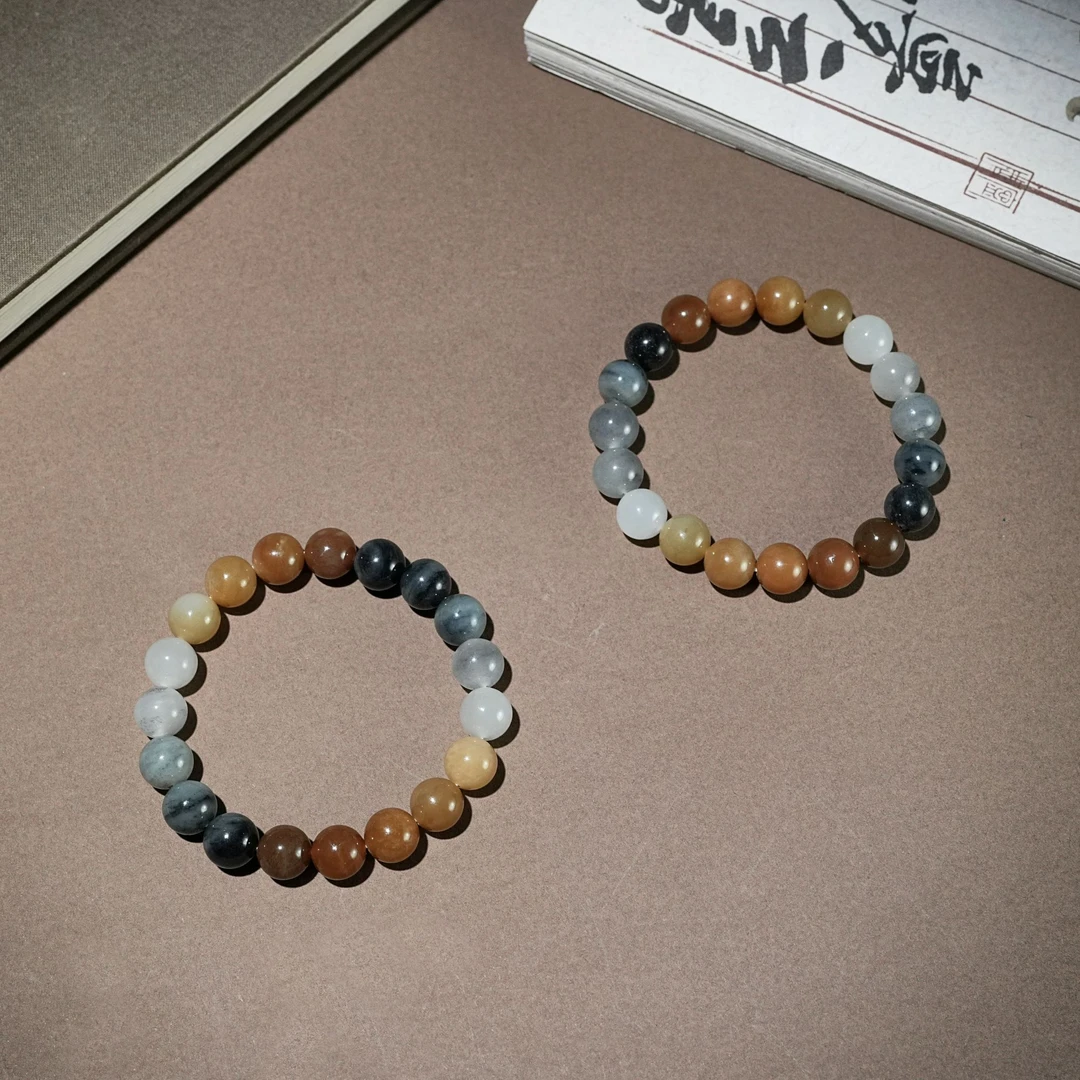 天然和田玉楼兰三彩手串 多样性发一 YC0620639