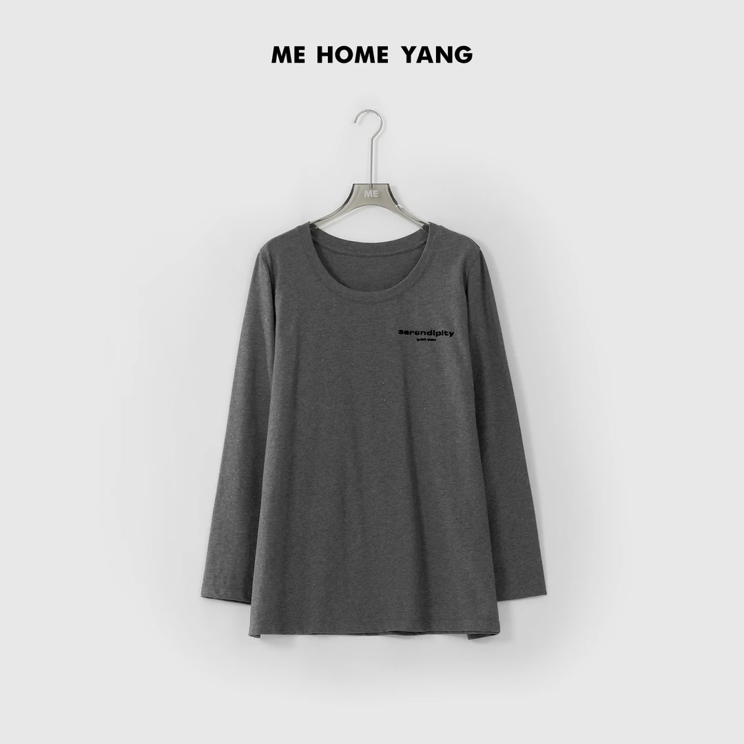 ME【字母卫衣T】春季新款内搭上衣灰色纯棉打底卫衣 MEQC2087