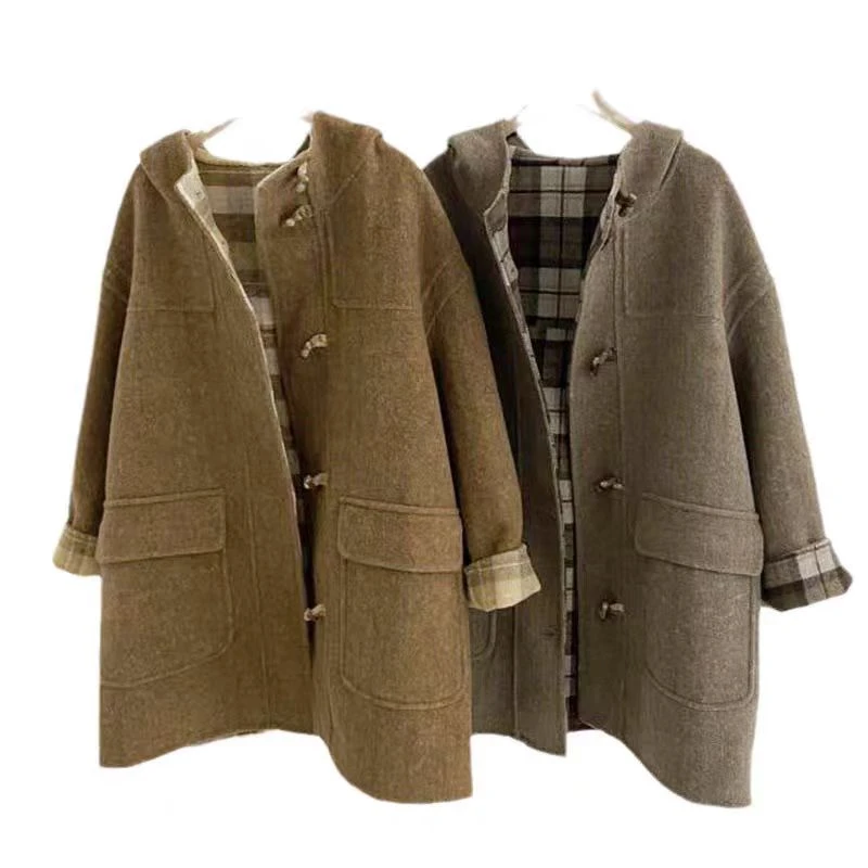 2025开春双面双色戴帽小个子羊毛大衣8425J