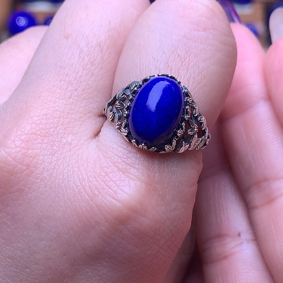 星***淼青金石银S925镶嵌戒指