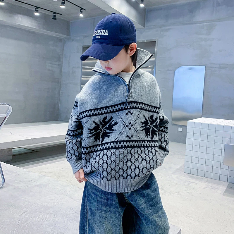 【现货现发】2025新款韩版冬季高领加厚毛衣半拉链针织衫K234MY3958